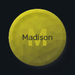 Plato De Papel Patrón de malla geométrica oscura amarilla Monogra<br><div class="desc">Monograma Personalice con su personalizado inicial y su nombre. Patrón de malla geométrica de gradiente oscuro amarillo dorado. Malla geométrica triangular con gradiente oscuro negro dorado claro amarillo claro. patrón,  sombrío,  malla,  triángulos,  geometría,  geométrico,  gradiente,  fresco,  triángulo,  brillante,  patrón,  digital,  amarillo,  dorado,  negro</div>