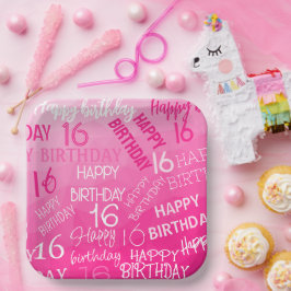 Plato De Papel Patrón de malla geométrica rosada caliente de cual