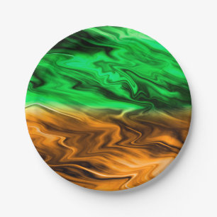 Plato De Papel Patrón de manchas borrosas abstractas en verde nar