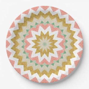 Plato De Papel Patrón de Mandala Boho Estallido de Estrellas Geom