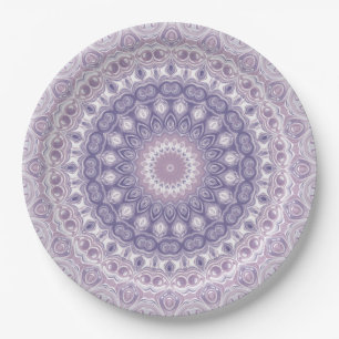 Plato De Papel Patrón de Mandala de Lavanda y Lila
