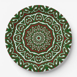 Plato De Papel Patrón de Mandala de Navidad Groovy Maximalista Or