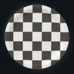 Plato De Papel Patrón de marca de verificación<br><div class="desc">Patrón de marca de verificación. La marca de cuadros (o marca de cuadros) se muestra en la línea de inicio/fin para indicar que la carrera ha terminado oficialmente. En algunos circuitos, el primer punto de indicador mostrará una bandera de verificación repetida (normalmente en el lado opuesto del circuito). La bandera...</div>