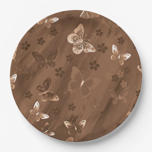 Plato De Papel Patrón de mariposa 15 (Anverso)