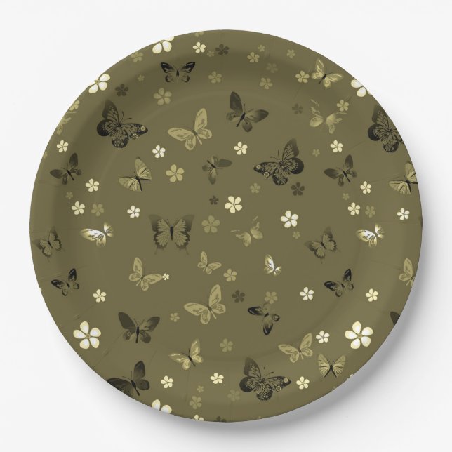 Plato De Papel Patrón de Mariposa 4 (Anverso)