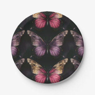 Plato De Papel Patrón de mariposa encantadora