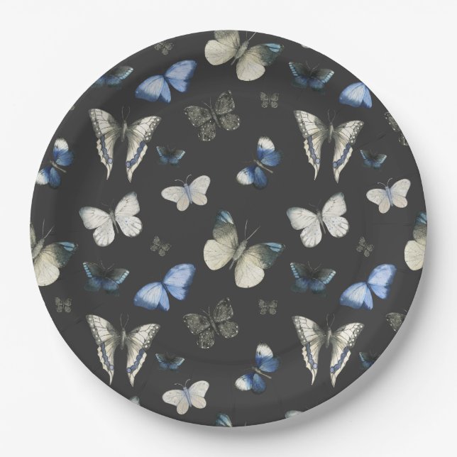 Plato De Papel Patrón de mariposa moscal (Anverso)