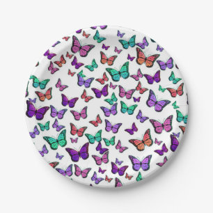 Plato De Papel Patrón de mariposas bastante coloridas