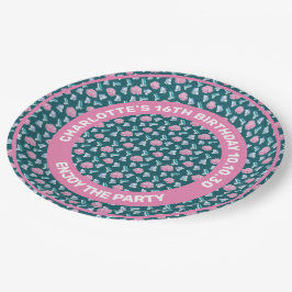 Plato De Papel Patrón De Mariposas Y Flor Rosa Sin Pella