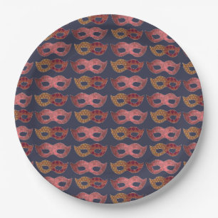 Plato De Papel Patrón de Máscaras de Mascarada de Borgoña
