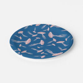 Plato De Papel Patrón de medusas del océano azul profundo
