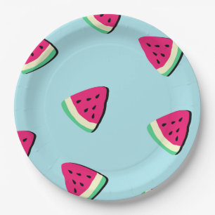 Plato De Papel Patrón de melón de agua jugosa roja Placa de papel