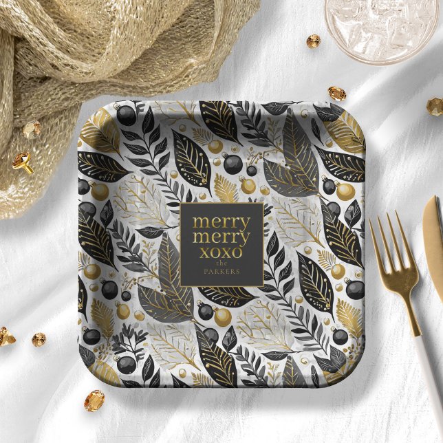 Plato De Papel Patrón de merry de Navidades de oro negro#21 ID100 (Subido por el creador)