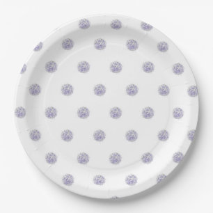 Plato De Papel Patrón de Moda suave Lavanda de flores Polka Punto