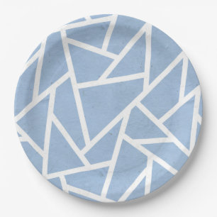Plato De Papel Patrón de mosaico azul pálido y blanco