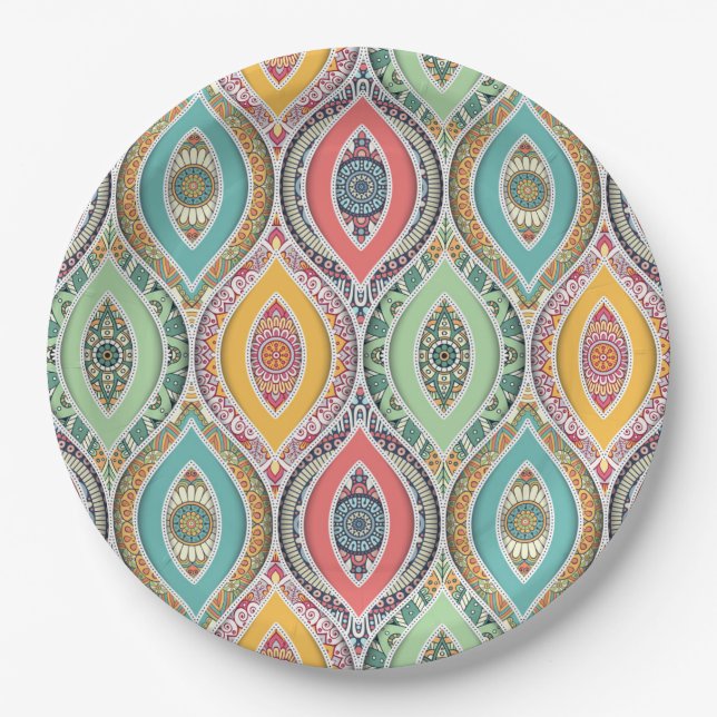 Plato De Papel Patrón de mosaico de Mandala (Anverso)