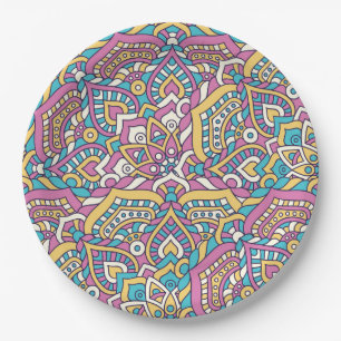 Plato De Papel Patrón de mosaico de Mandala