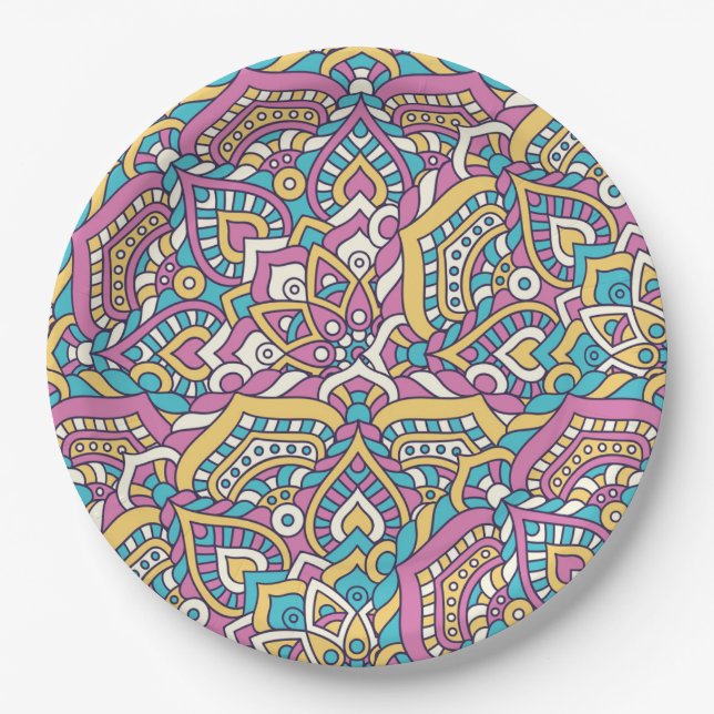 Plato De Papel Patrón de mosaico de Mandala (Anverso)