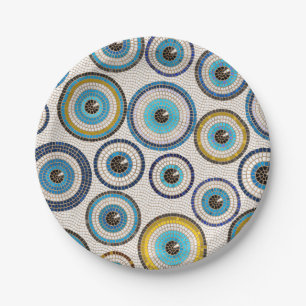 Plato De Papel Patrón de mosaico de ojos malvados