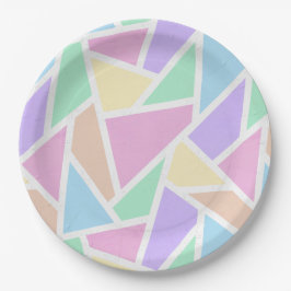 Plato De Papel Patrón de mosaico del arcoiris pastel