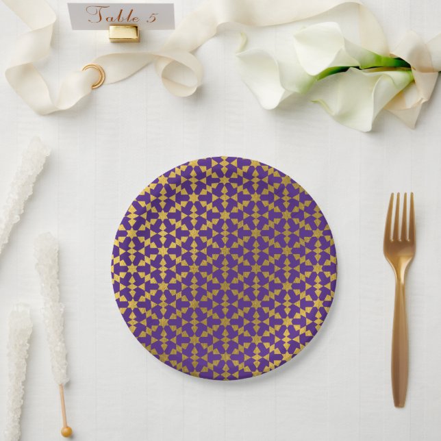 Plato De Papel Patrón de mosaico geométrico étnico marroquí (Boda)