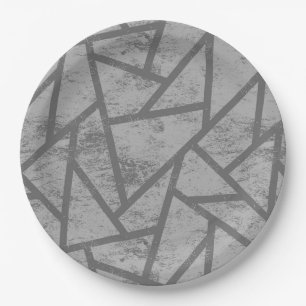 Plato De Papel Patrón de mosaico gris