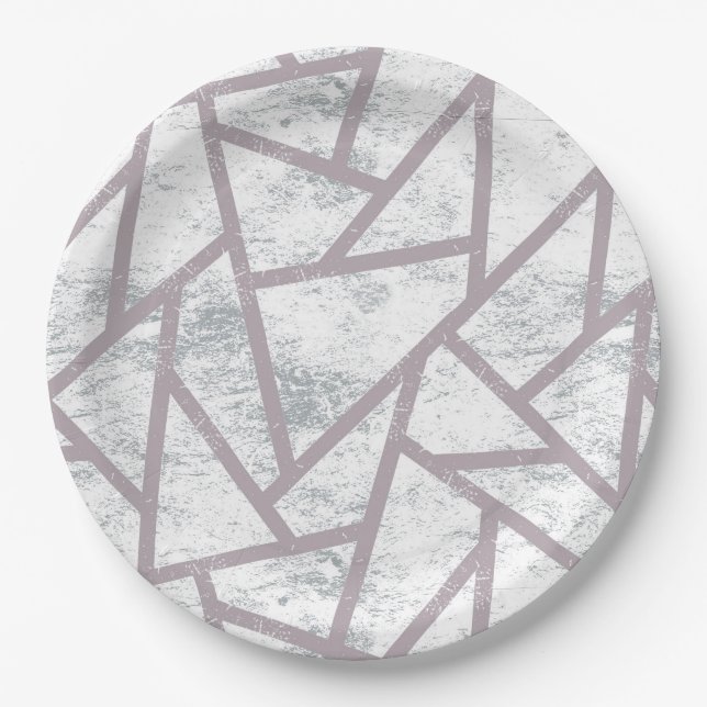 Plato De Papel Patrón de mosaico gris pálido (Anverso)