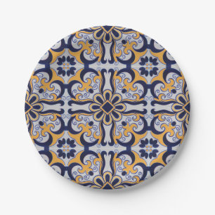Plato De Papel Patrón de mosaico portugués