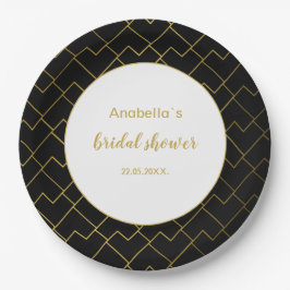 Plato De Papel Patrón de mosaicos Rubor de oro geométrico de Moda