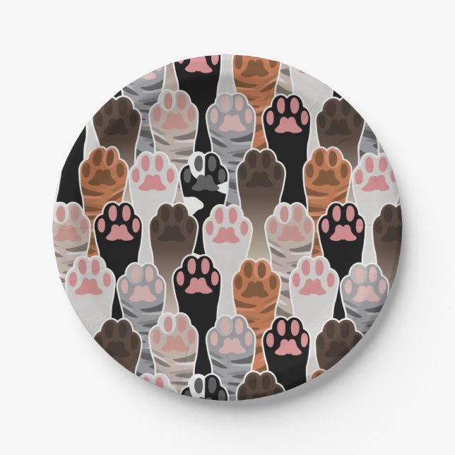 Plato De Papel Patrón de muchas paradas de gato (Anverso)