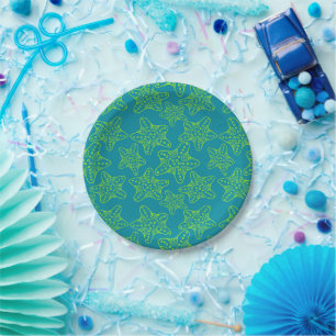 Plato De Papel Patrón de multitudes Starfish