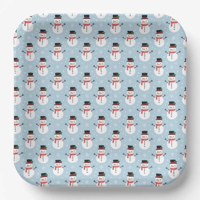 Plato De Papel Patrón de muñeco de nieve (Anverso)
