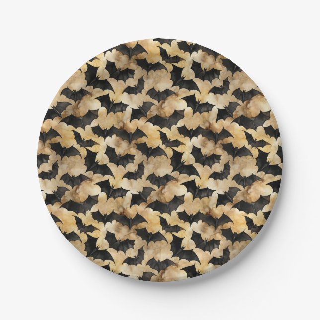 Plato De Papel Patrón de murciélagos (Anverso)