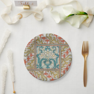 Plato De Papel Patrón de Narciso Art Nouveau Antiguo Verneuil