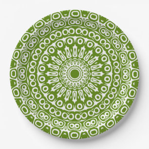 Plato De Papel Patrón de Naturaleza Mandala Verde