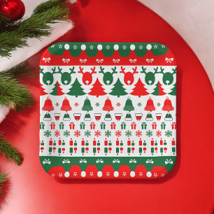 Plato De Papel Patrón de Navidad