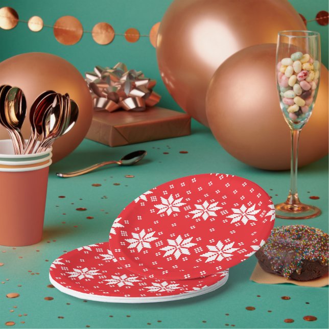Plato De Papel Patrón de navidad 5 (Multi)