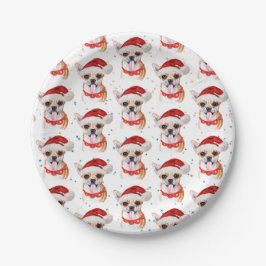 Plato De Papel Patrón de Navidad de perro Chihuahua lindo