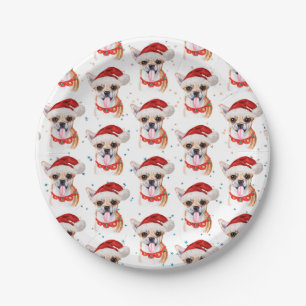 Plato De Papel Patrón de Navidad de perro Chihuahua lindo