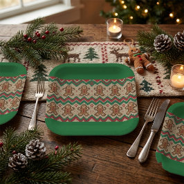 Plato De Papel  Patrón de Navidad del hombre de jengibre tejido 