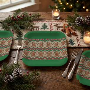 Plato De Papel  Patrón de Navidad del hombre de jengibre tejido 