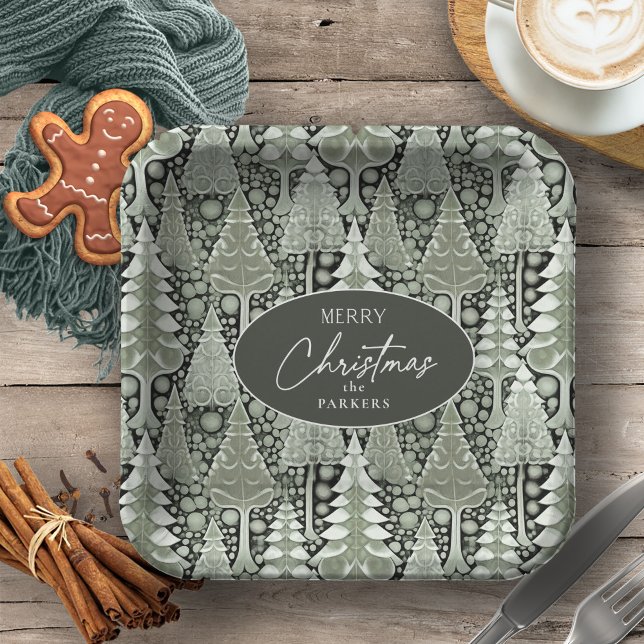 Plato De Papel Patrón de Navidad Tierra Verde #6 ID1009 (Subido por el creador)