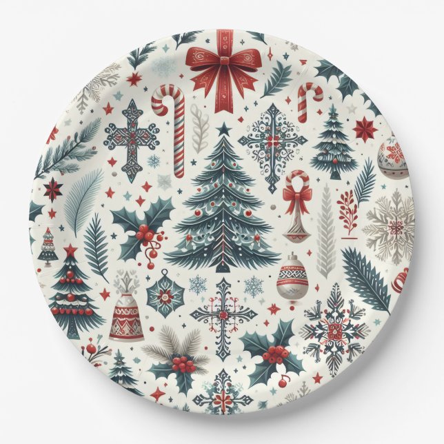 Plato De Papel Patrón de navidades (Anverso)