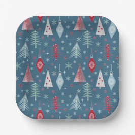 Plato De Papel Patrón de Navidades de invierno.