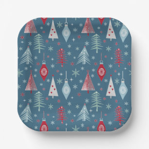 Plato De Papel Patrón de Navidades de invierno.