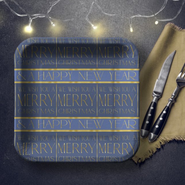 Plato De Papel Patrón de Navidades de oro azul #34 ID1009 (Subido por el creador)