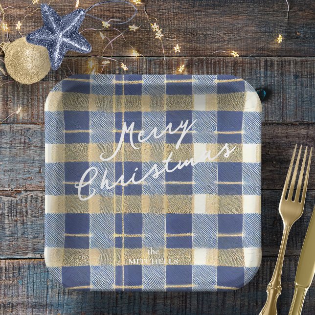 Plato De Papel Patrón de Navidades de oro azul #7 ID1009 (Subido por el creador)