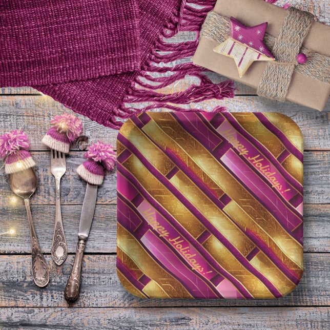 Plato De Papel Patrón de Navidades de oro magenta#28 ID1009 (Subido por el creador)