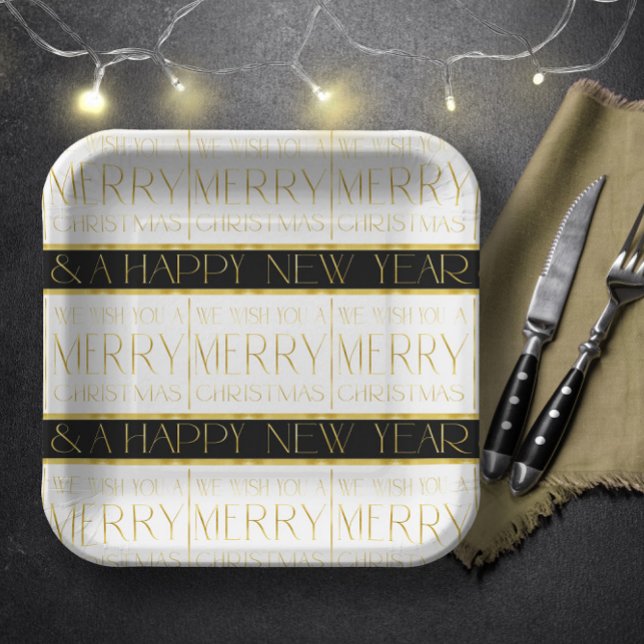 Plato De Papel Patrón de Navidades de oro negro#35 ID1009 (Subido por el creador)