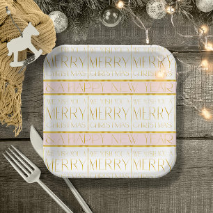 Plato De Papel Patrón de Navidades de oro rosa#35 ID1009